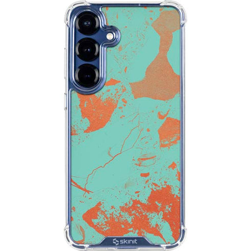 Turquoise and Orange Marble Galaxy S25 Clear Case