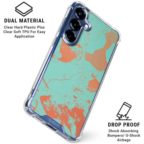 Turquoise and Orange Marble Galaxy S25 Plus Clear Case