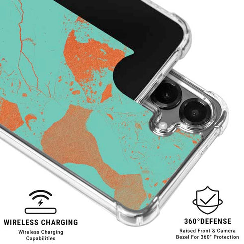 Turquoise and Orange Marble Galaxy S26 Clear Case