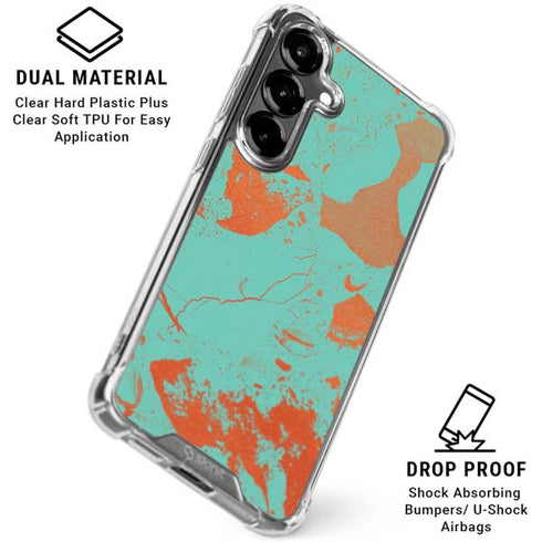 Turquoise and Orange Marble Galaxy S26 Clear Case