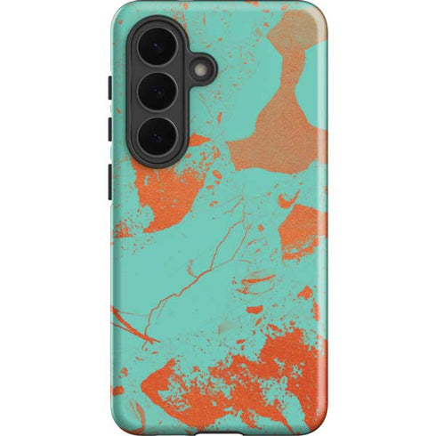 Turquoise and Orange Marble Galaxy S26 Impact Case