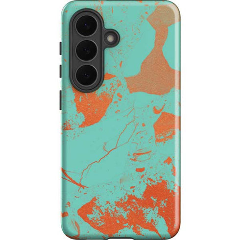 Turquoise and Orange Marble Galaxy S26 Plus Impact Case