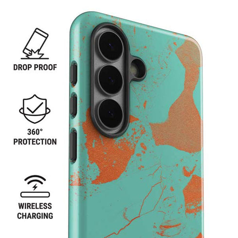 Turquoise and Orange Marble Galaxy S26 Plus Impact Case