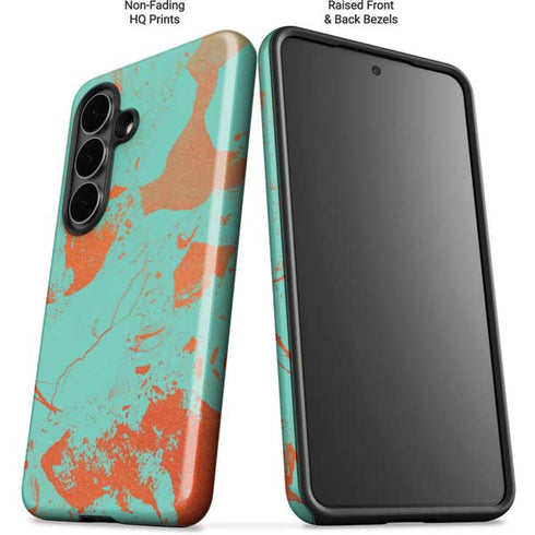Turquoise and Orange Marble Galaxy S26 Plus Impact Case