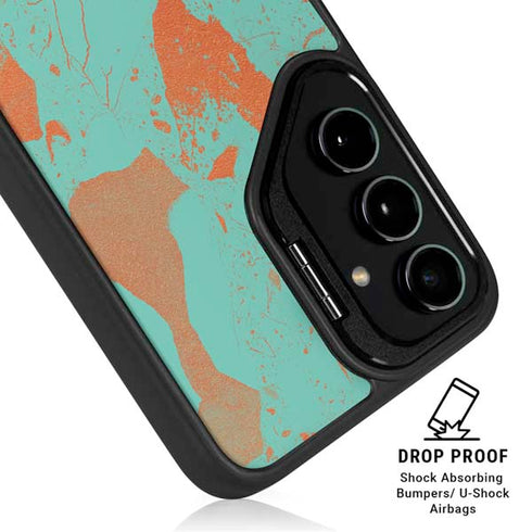Turquoise and Orange Marble Galaxy S26 Plus Kickstand Case