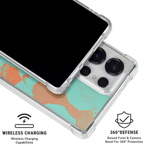 Turquoise and Orange Marble Galaxy S26 Ultra Clear Case