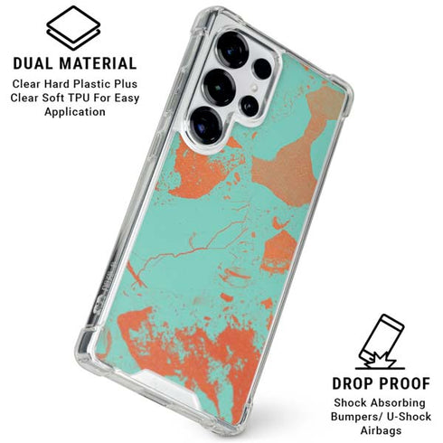 Turquoise and Orange Marble Galaxy S26 Ultra Clear Case