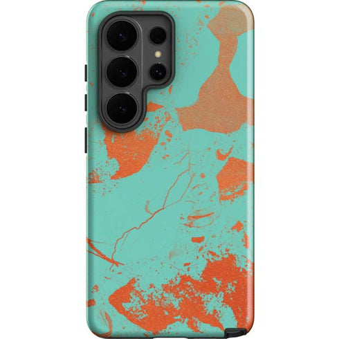 Turquoise and Orange Marble Galaxy S26 Ultra Impact Case