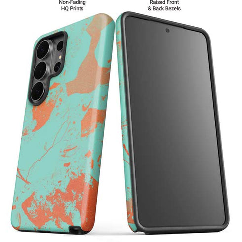 Turquoise and Orange Marble Galaxy S26 Ultra Impact Case