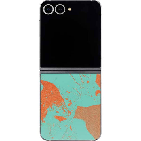 Turquoise and Orange Marble Galaxy Z Flip6 Skin
