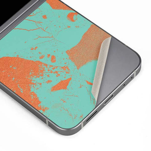 Turquoise and Orange Marble Galaxy Z Flip6 Skin