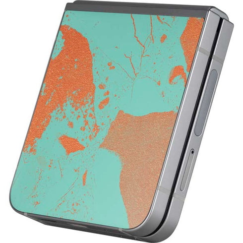 Turquoise and Orange Marble Galaxy Z Flip6 Skin