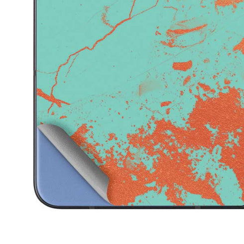 Turquoise and Orange Marble Galaxy Z Fold5 5G Skin