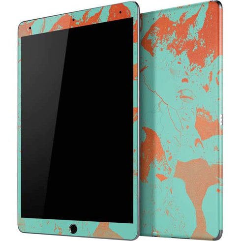 Turquoise and Orange Marble iPad Skins