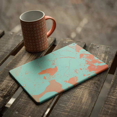 Turquoise and Orange Marble iPad Skins