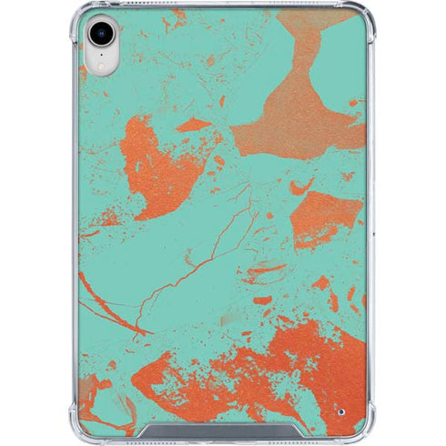 Turquoise and Orange Marble iPad 11th Gen (2025) Clear Case