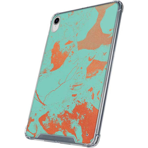 Turquoise and Orange Marble iPad 11th Gen (2025) Clear Case