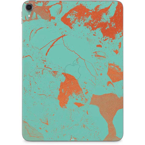 Turquoise and Orange Marble Apple iPad Pro Skin