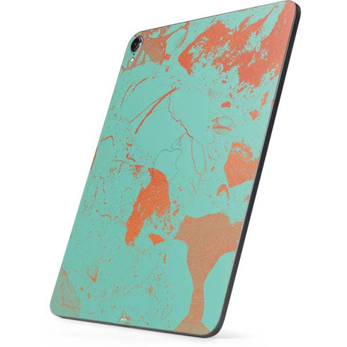 Turquoise and Orange Marble Apple iPad Pro Skin