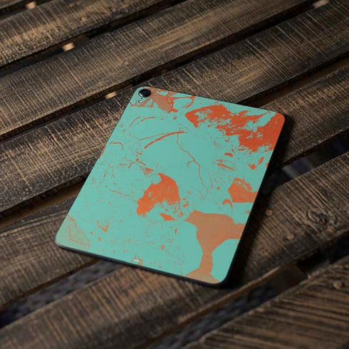 Turquoise and Orange Marble Apple iPad Pro Skin