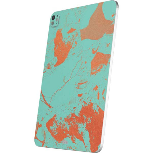 Turquoise and Orange Marble iPad Pro 13in M4 (2024) Skin