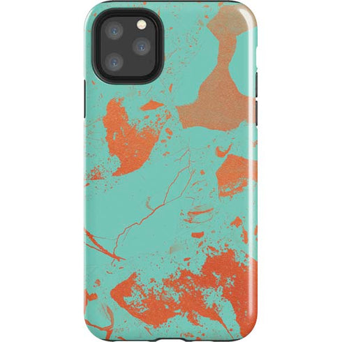 Turquoise and Orange Marble iPhone Cases