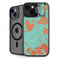 Turquoise and Orange Marble iPhone 15 Plus Kickstand Case