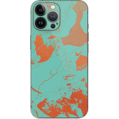 Turquoise and Orange Marble iPhone 15 Pro Max Skin
