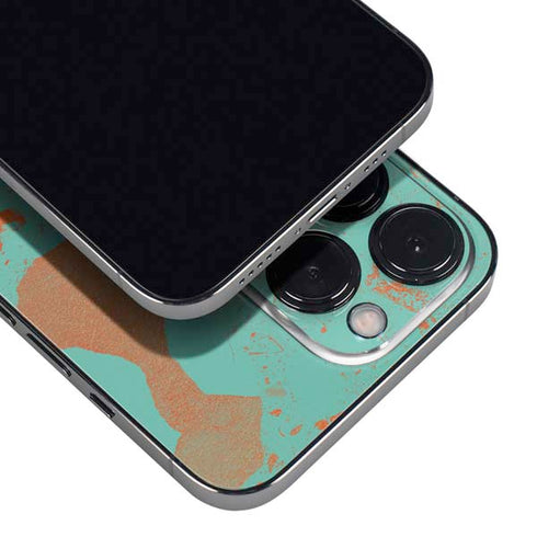 Turquoise and Orange Marble iPhone 15 Pro Max Skin