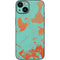 Turquoise and Orange Marble iPhone 15 Skin