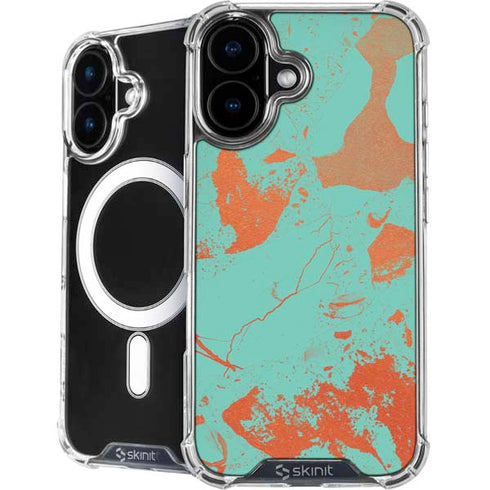 Turquoise and Orange Marble iPhone 16 MagSafe Case