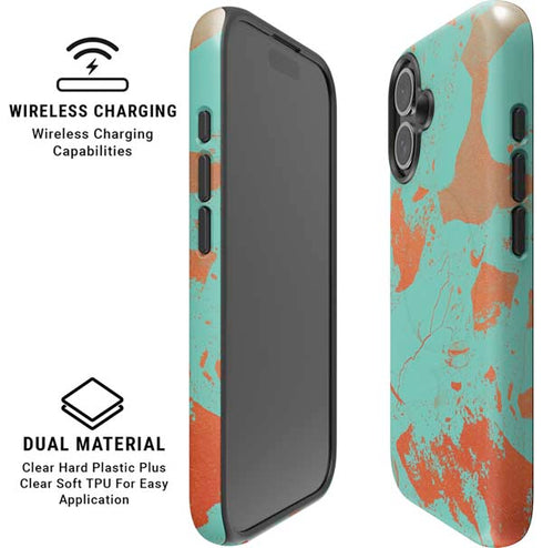 Turquoise and Orange Marble iPhone 16 Magsafe Impact Case
