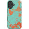 Turquoise and Orange Marble iPhone 16 Plus Impact Case