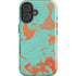 Turquoise and Orange Marble iPhone 16 Plus Impact Case