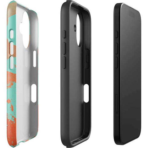 Turquoise and Orange Marble iPhone 16 Plus Impact Case