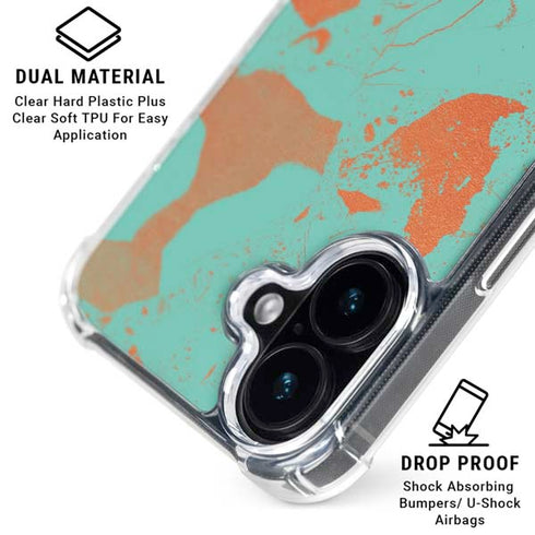 Turquoise and Orange Marble iPhone 16 Plus MagSafe Case