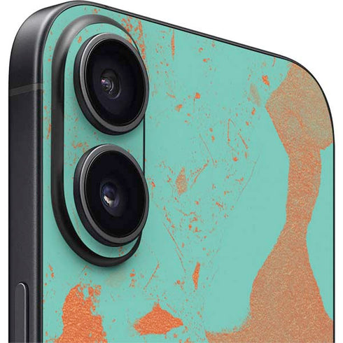 Turquoise and Orange Marble iPhone 16 Plus Skin