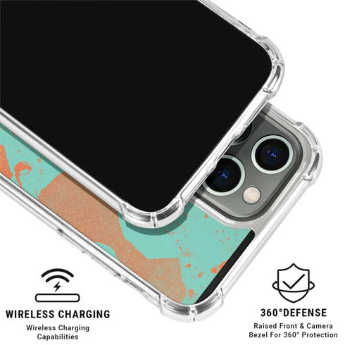 Turquoise and Orange Marble iPhone 16 Pro Clear Case