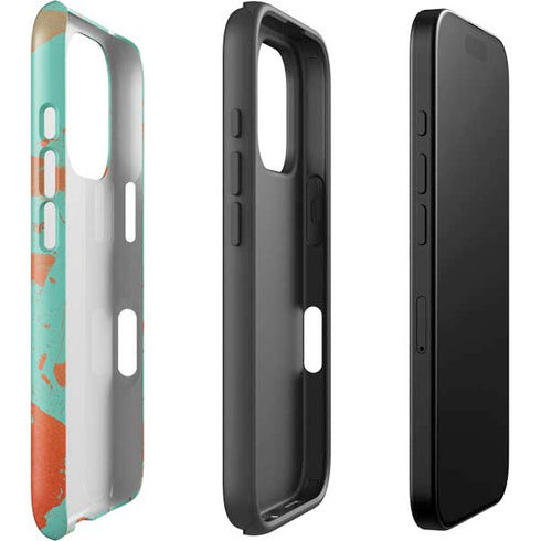 Turquoise and Orange Marble iPhone 16 Pro Impact Case