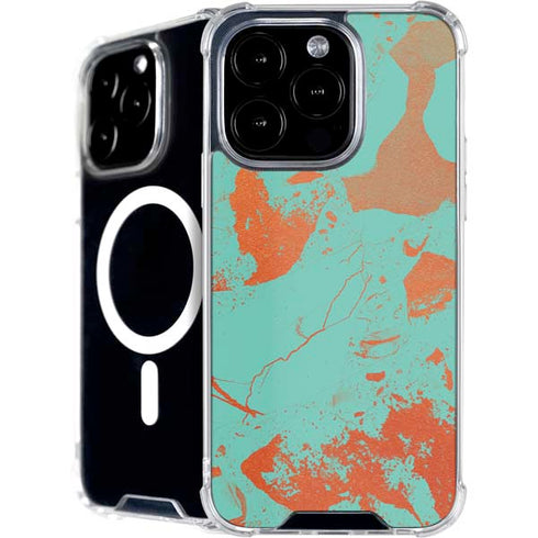 Turquoise and Orange Marble iPhone 16 Pro MagSafe Case
