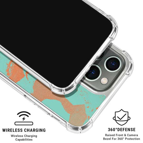 Turquoise and Orange Marble iPhone 16 Pro Max Clear Case