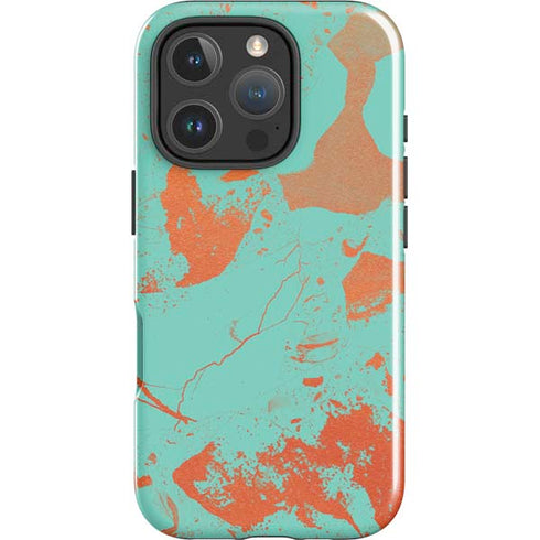 Turquoise and Orange Marble iPhone 16 Pro Max Impact Case