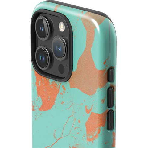 Turquoise and Orange Marble iPhone 16 Pro Max Impact Case