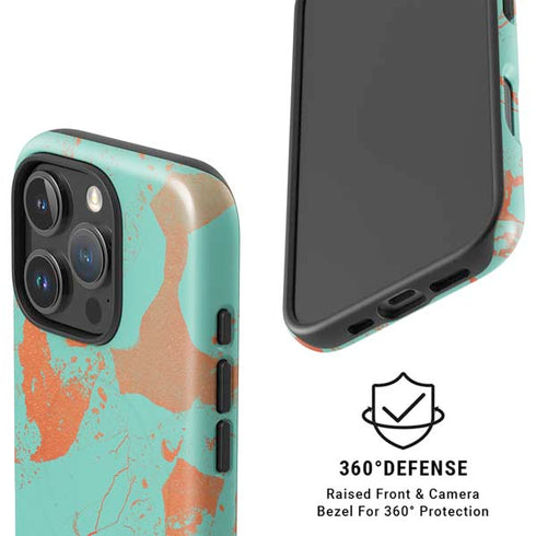 Turquoise and Orange Marble iPhone 16 Pro Max Magsafe Impact Case