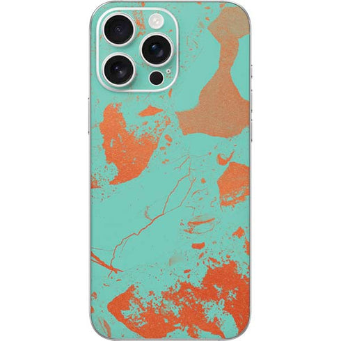 Turquoise and Orange Marble iPhone 16 Pro Max Skin