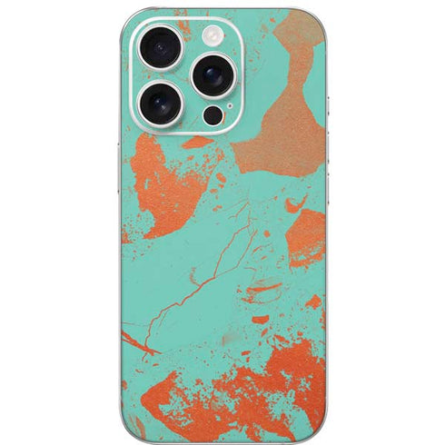 Turquoise and Orange Marble iPhone 16 Pro Skin