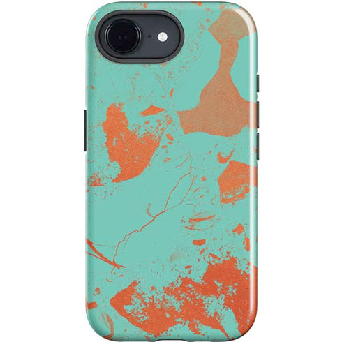 Turquoise and Orange Marble iPhone 16e Impact Case