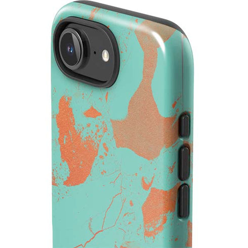 Turquoise and Orange Marble iPhone 16e Impact Case