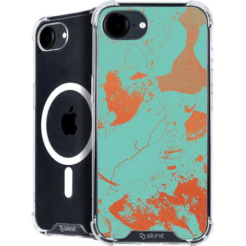 Turquoise and Orange Marble iPhone 16e MagSafe Case