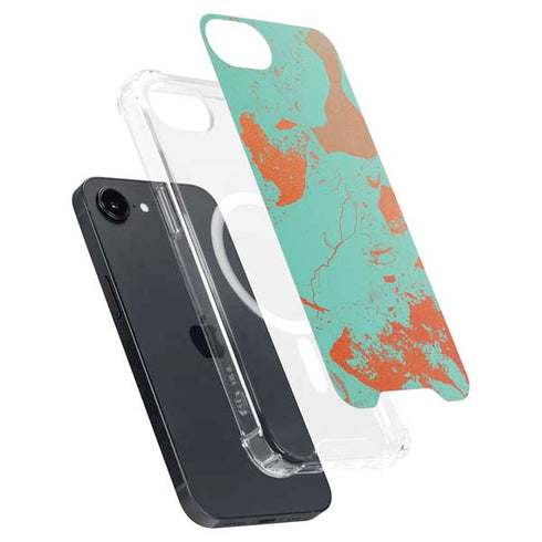 Turquoise and Orange Marble iPhone 16e MagSafe Case